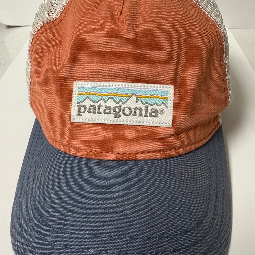 Patagonia Mesh Back Hat in Orange and Navy